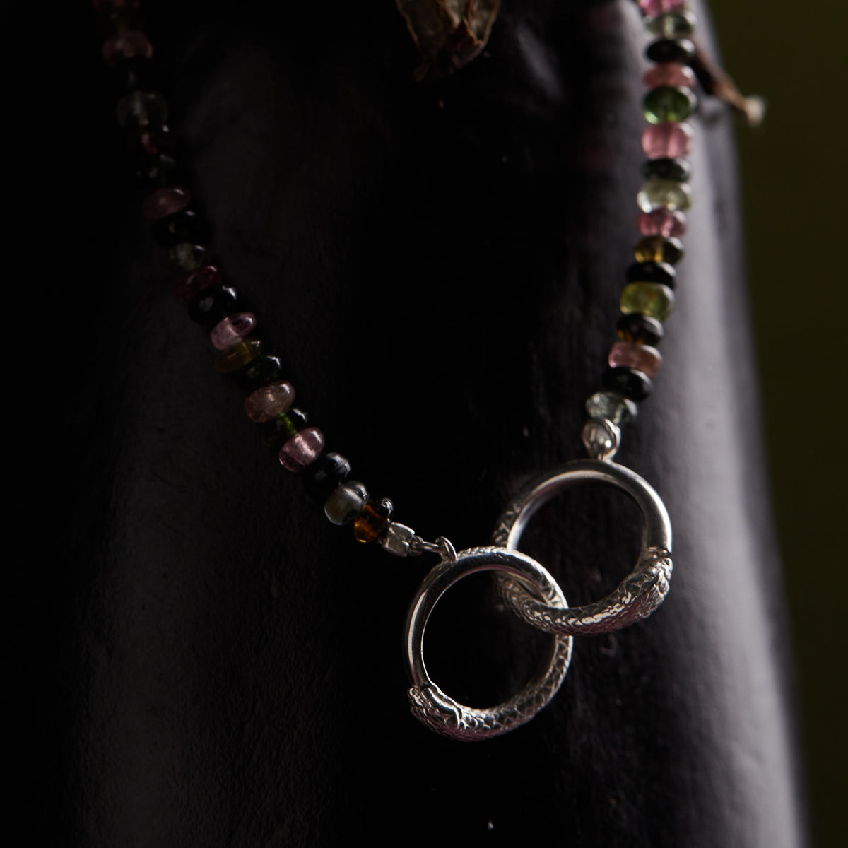 Ouroboros Tourmaline Necklace Silver