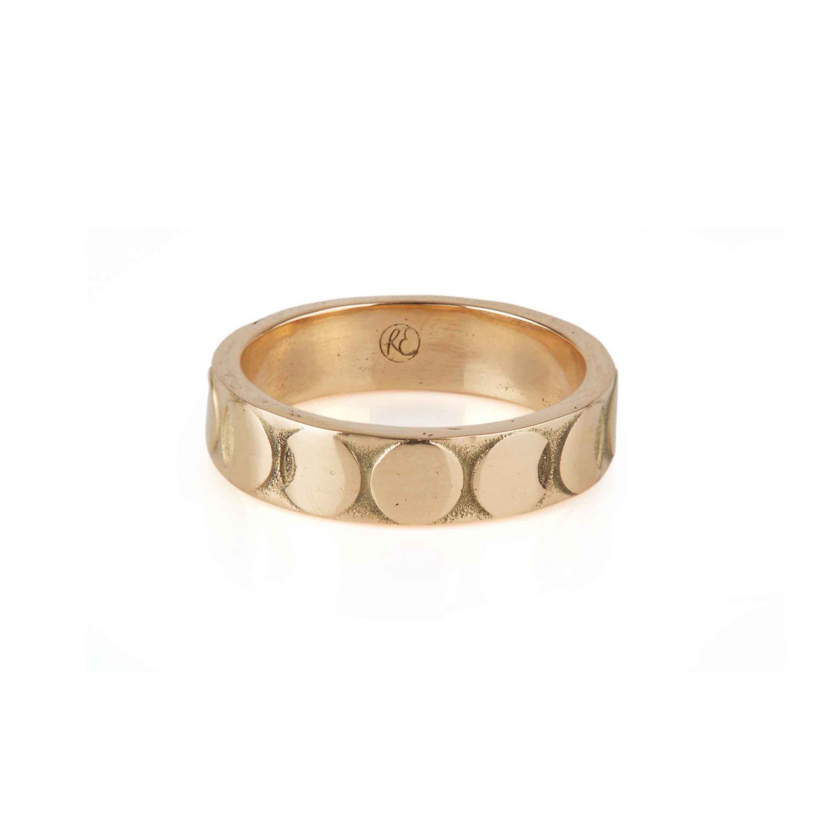 Moon Phases Band Ring Solid Gold