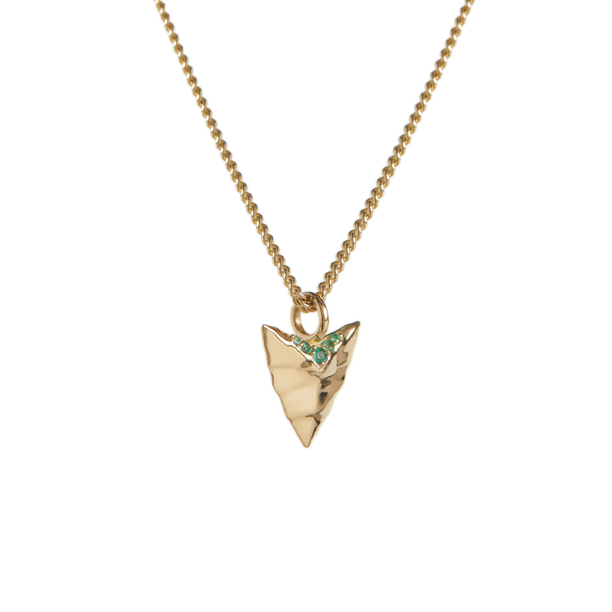 Modern Primitive Mini Necklace with Emeralds Solid Gold