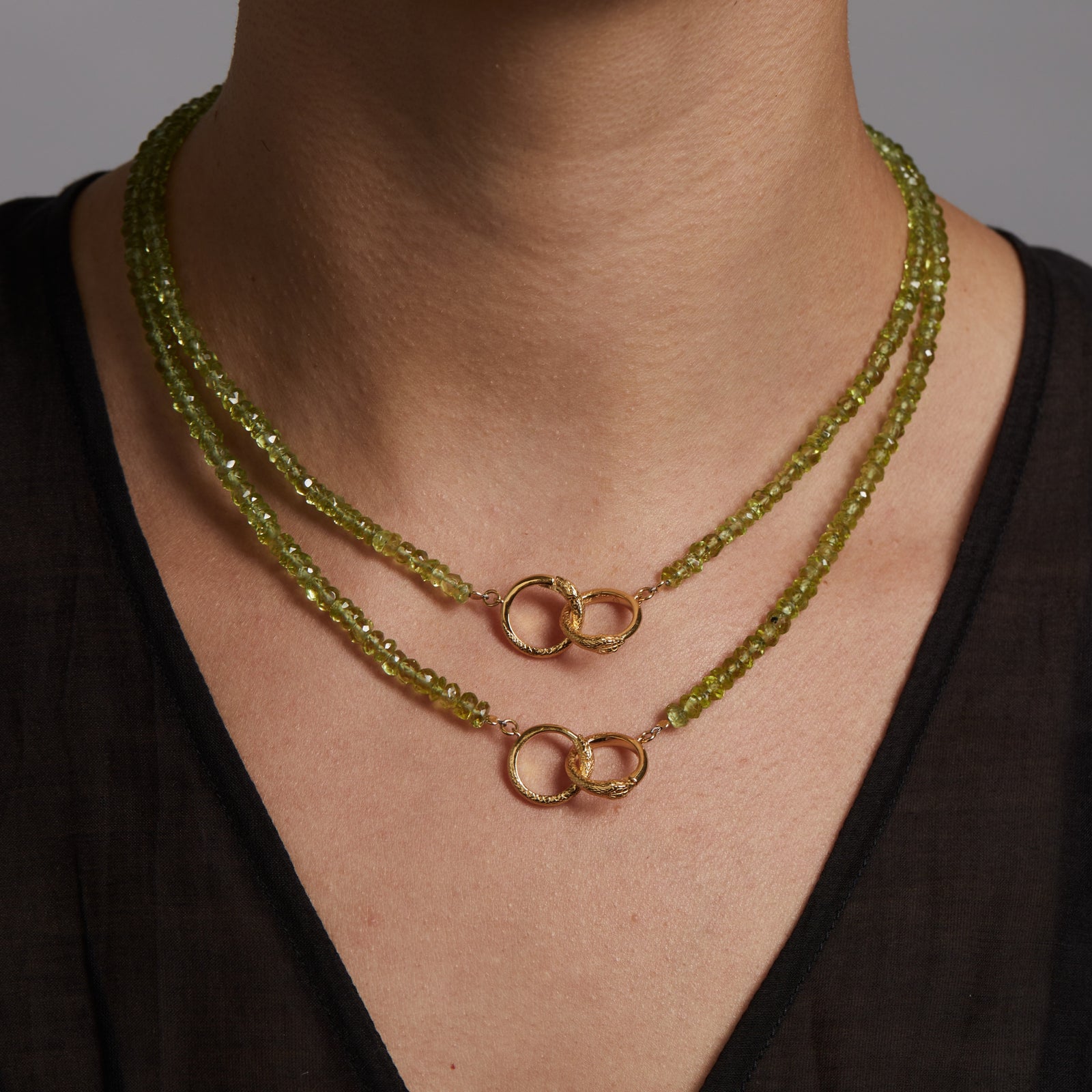 Ouroboros Peridot Necklace Gold