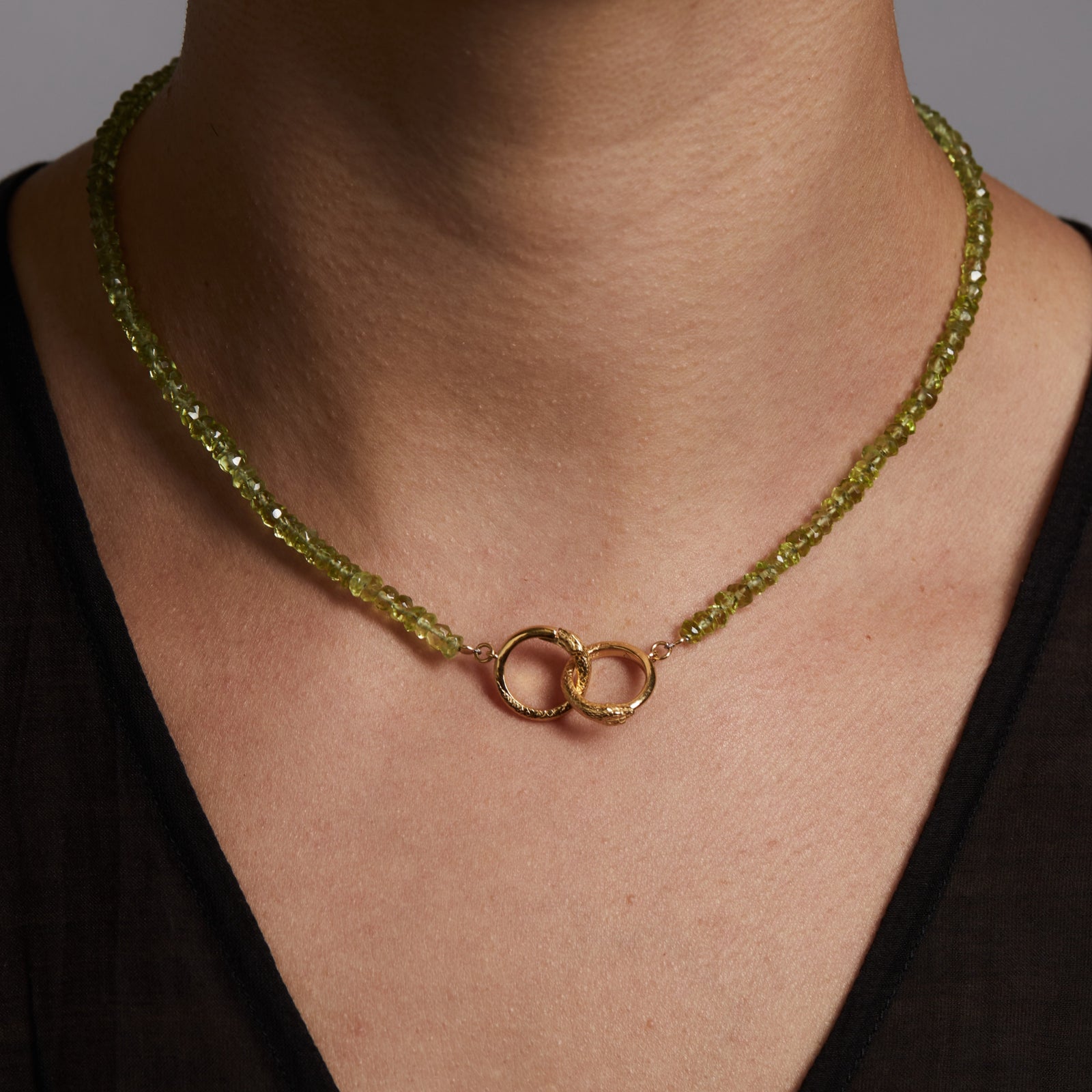 Ouroboros Peridot Necklace Gold