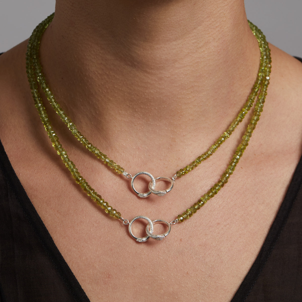 Ouroboros Peridot Necklace Silver