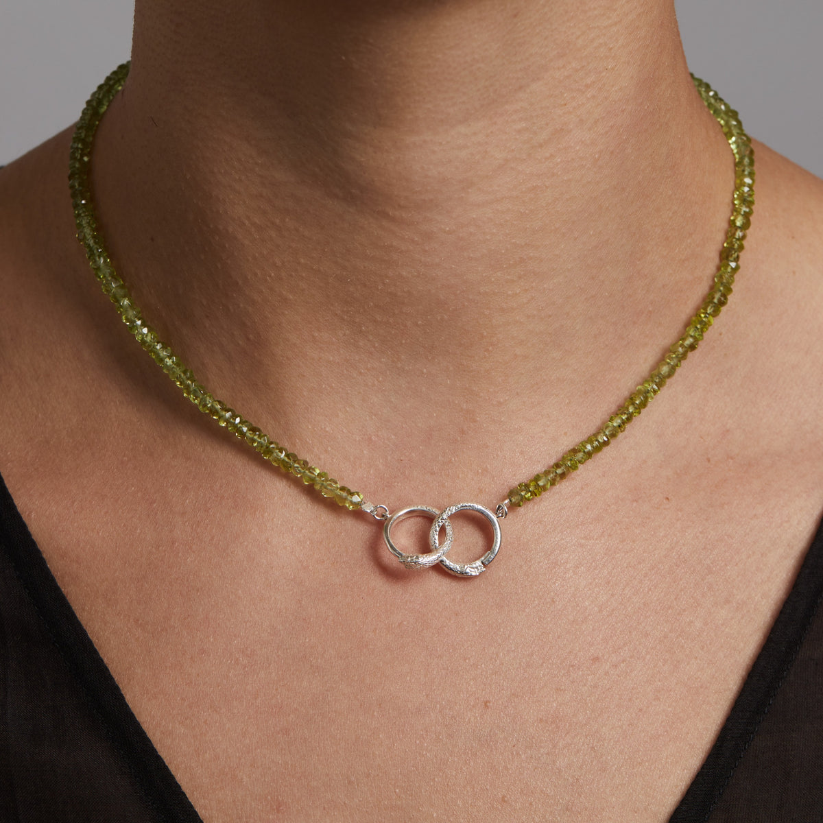 Ouroboros Peridot Necklace Silver
