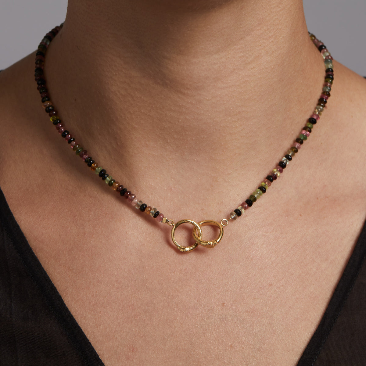 Ouroboros Tourmaline Necklace Gold