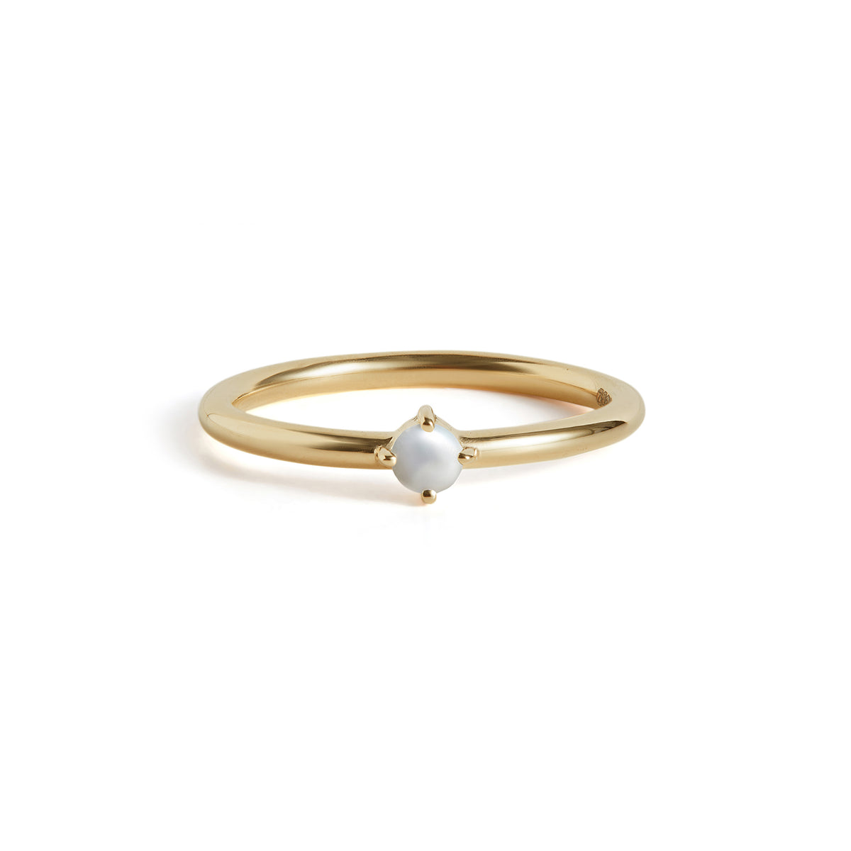 Birthstone Round Ring Solid Gold