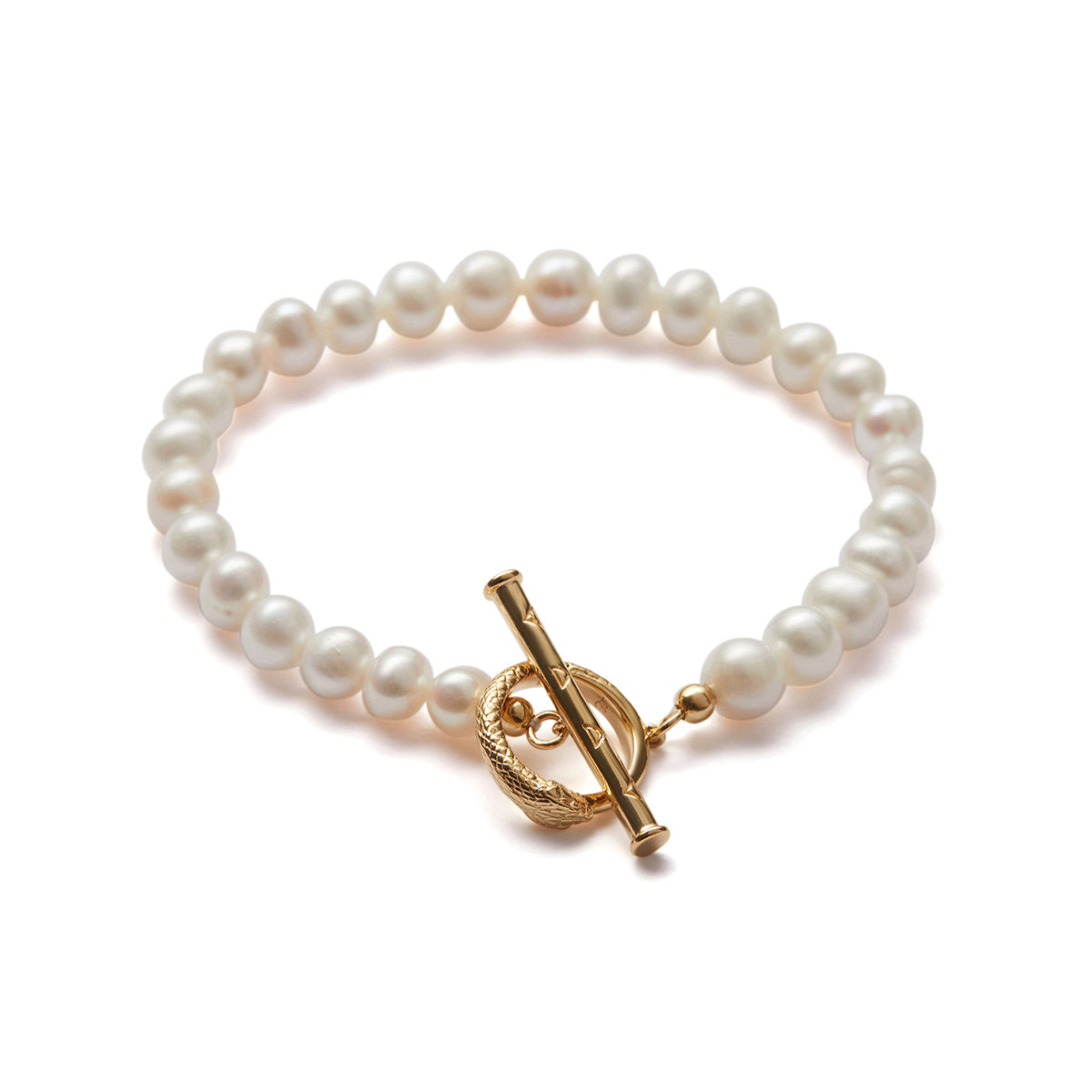 Ouroboros Pearl Bracelet Gold