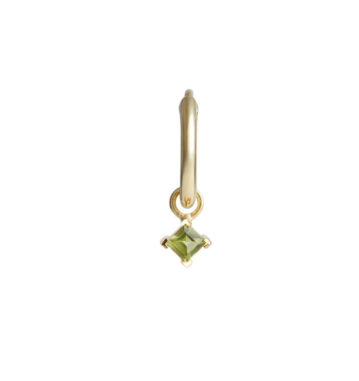 Birthstone Square Charm Hoop Solid Gold
