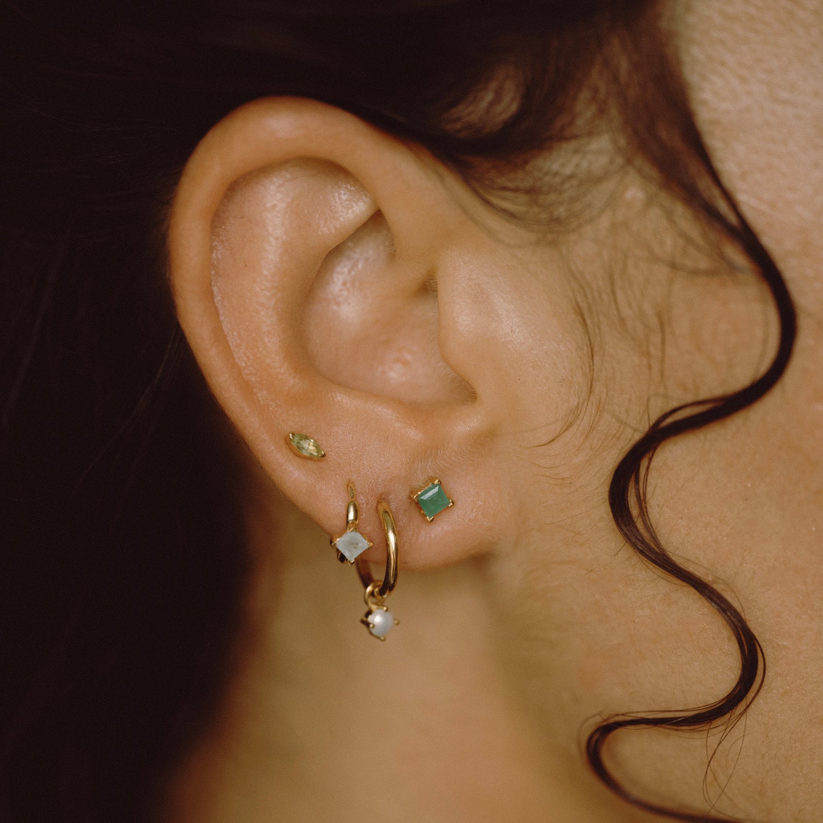 Birthstone Marquise Stud Solid Gold