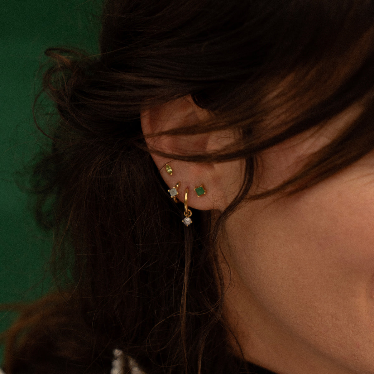 Birthstone Marquise Stud Solid Gold