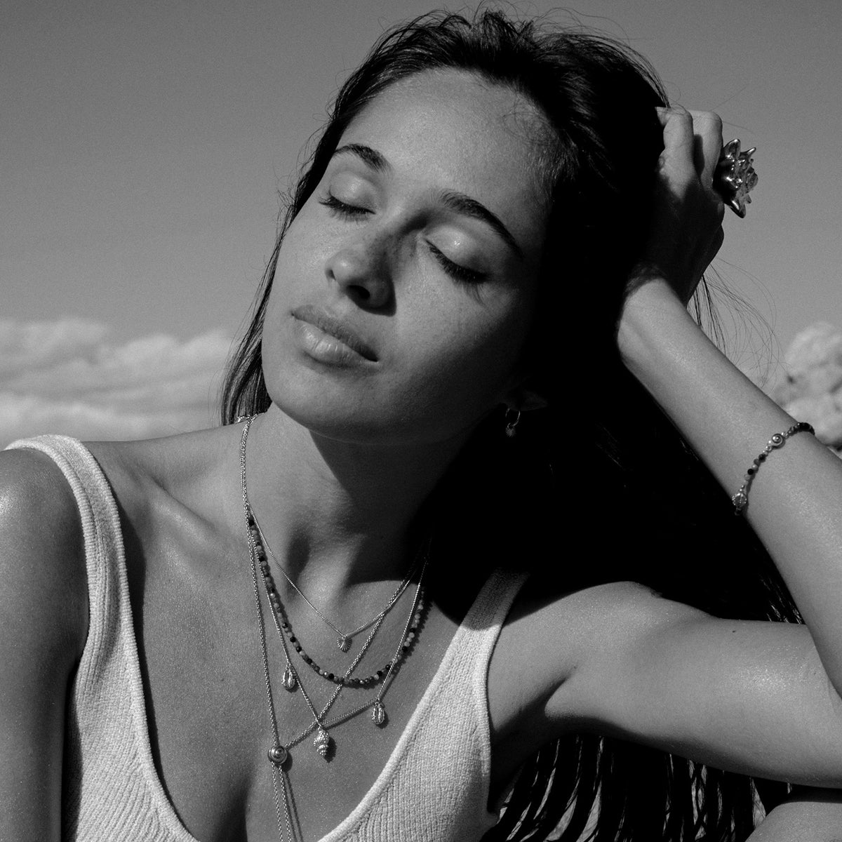 Thalassa Tourmaline Layered Necklace Silver