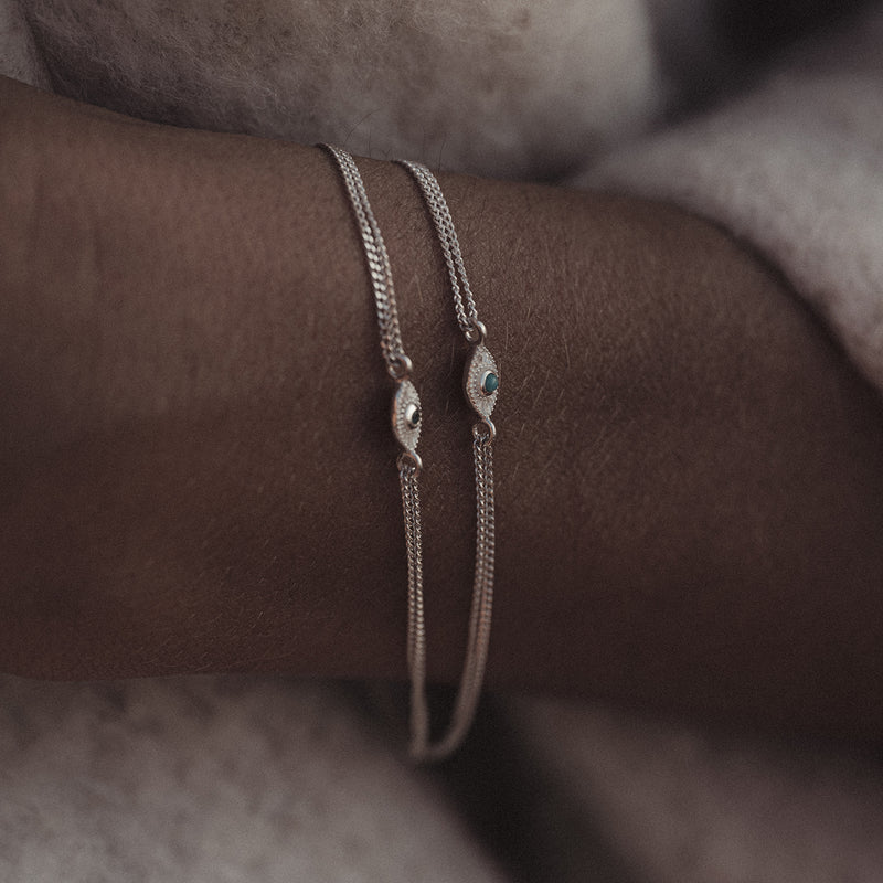 Rays of Light Mini Bracelet Emerald Silver