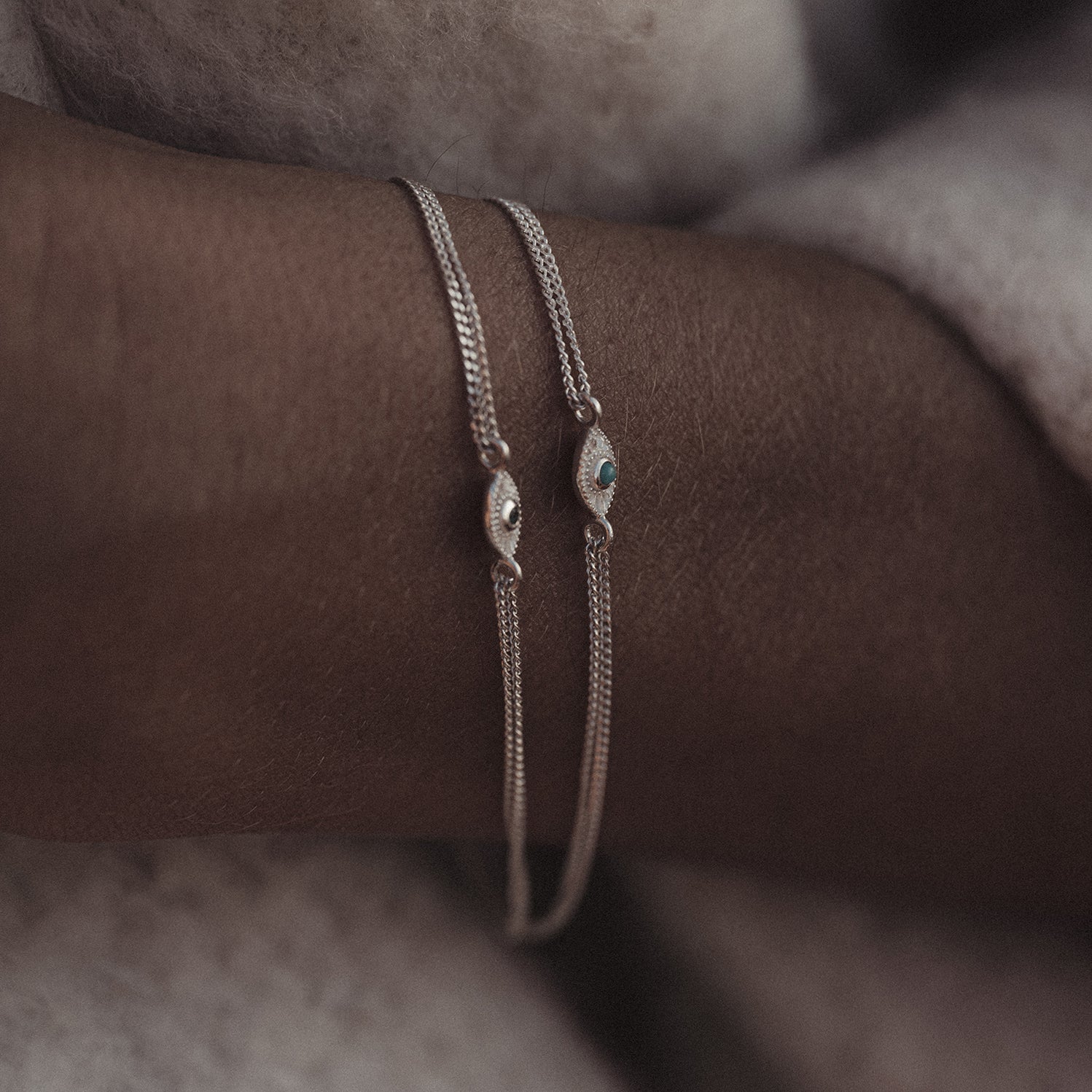 Rays of Light Mini Bracelet Emerald Silver