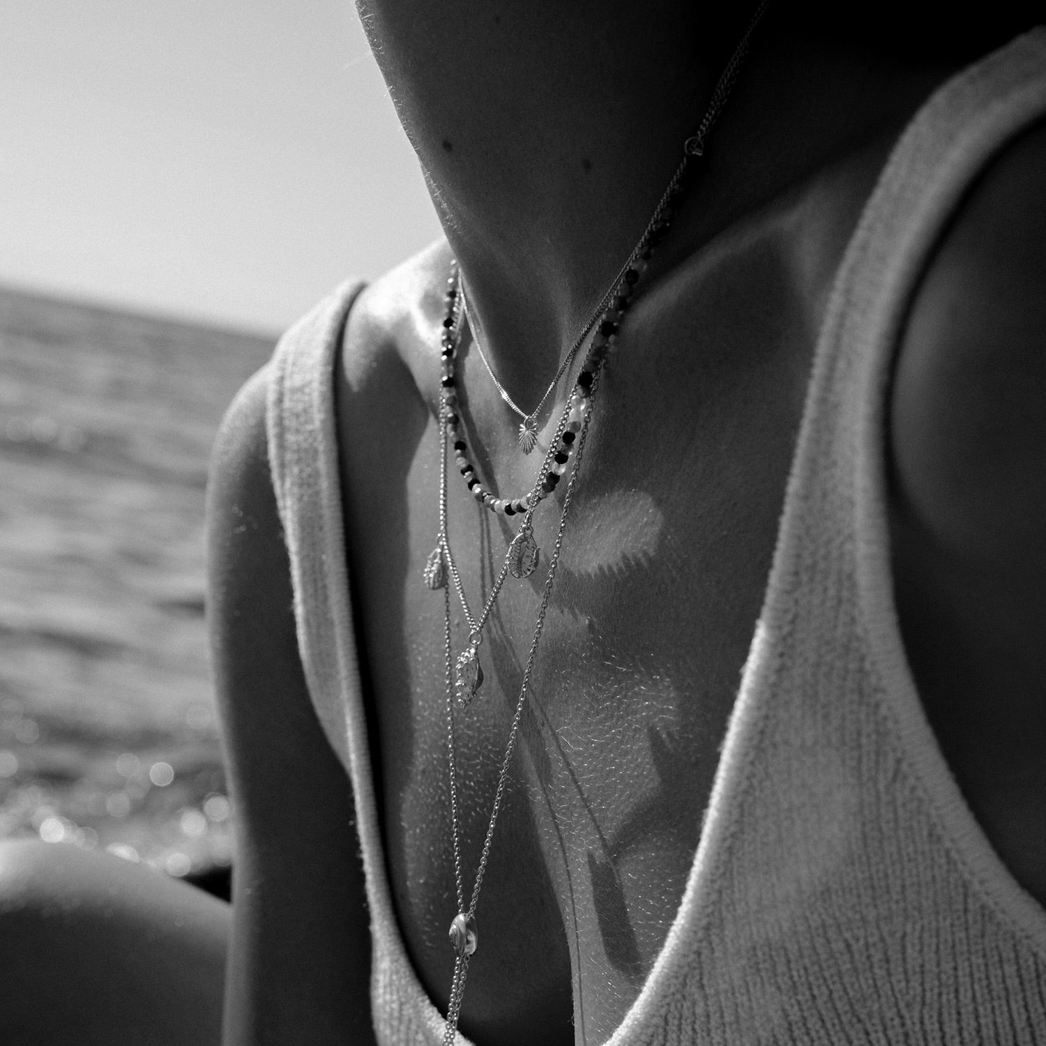 Thalassa Tourmaline Layered Necklace Silver