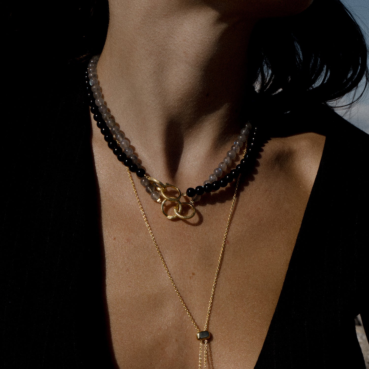 Ouroboros Labradorite Necklace Gold