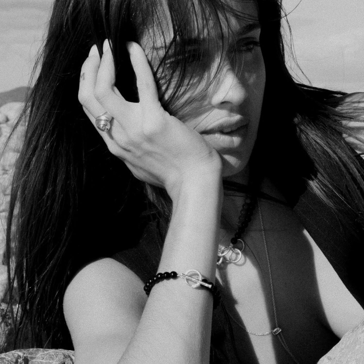 Ouroboros Black Onyx Bracelet Silver