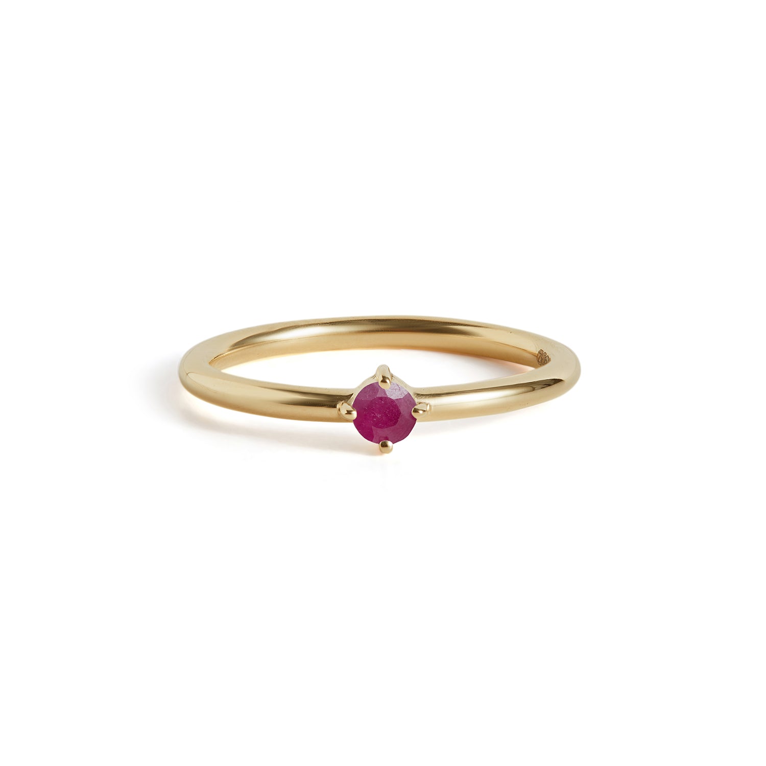 Birthstone Round Ring Solid Gold