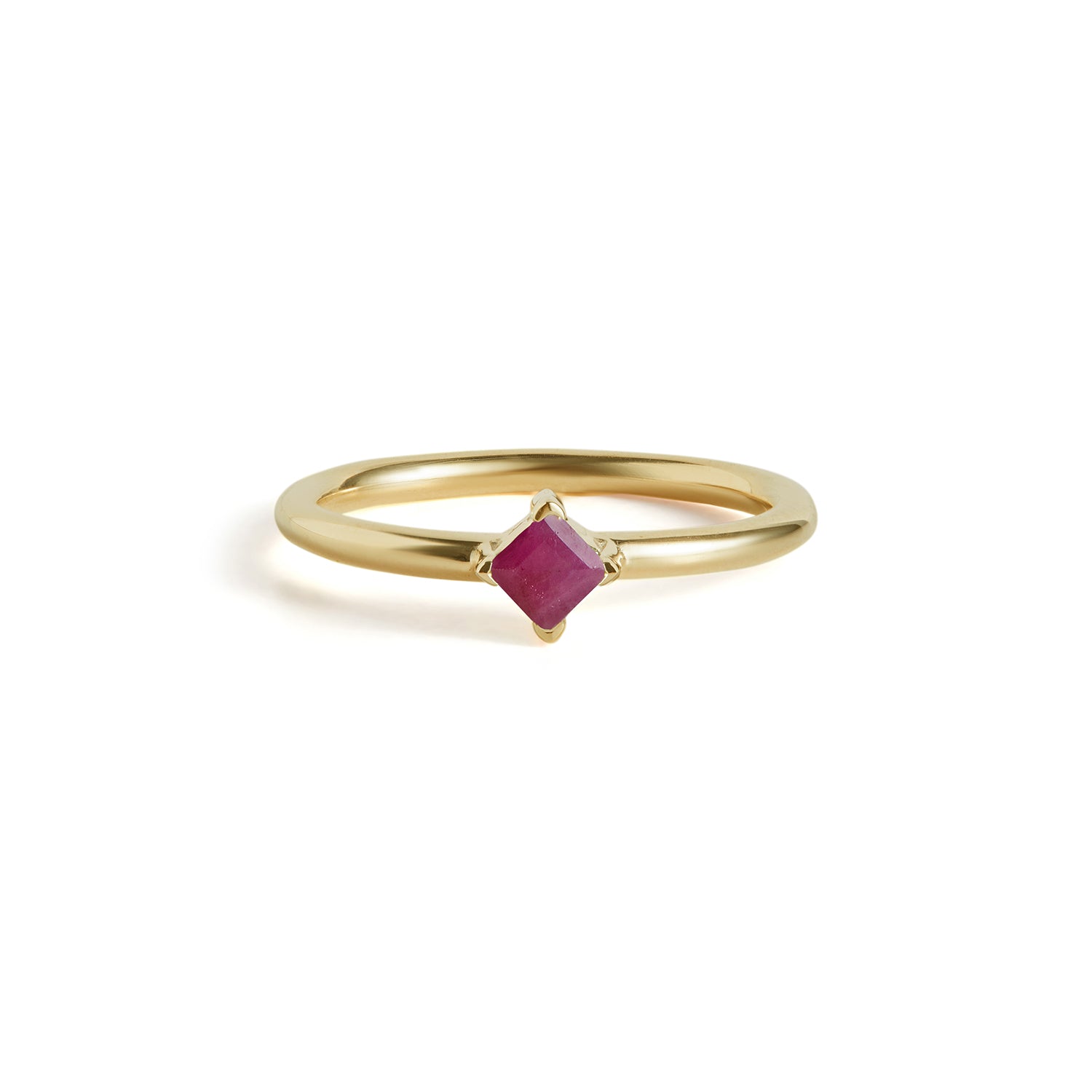Birthstone Square Ring Solid Gold