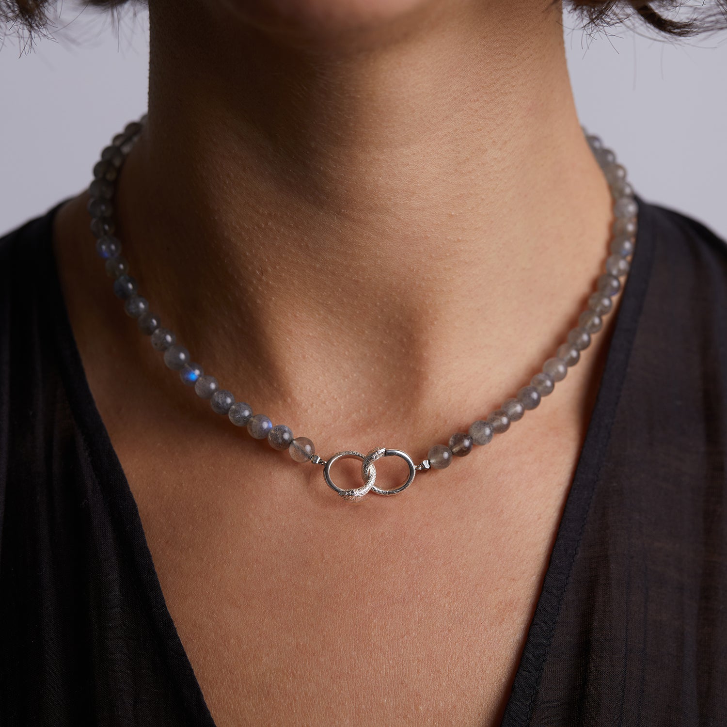 Ouroboros Labradorite Necklace Silver