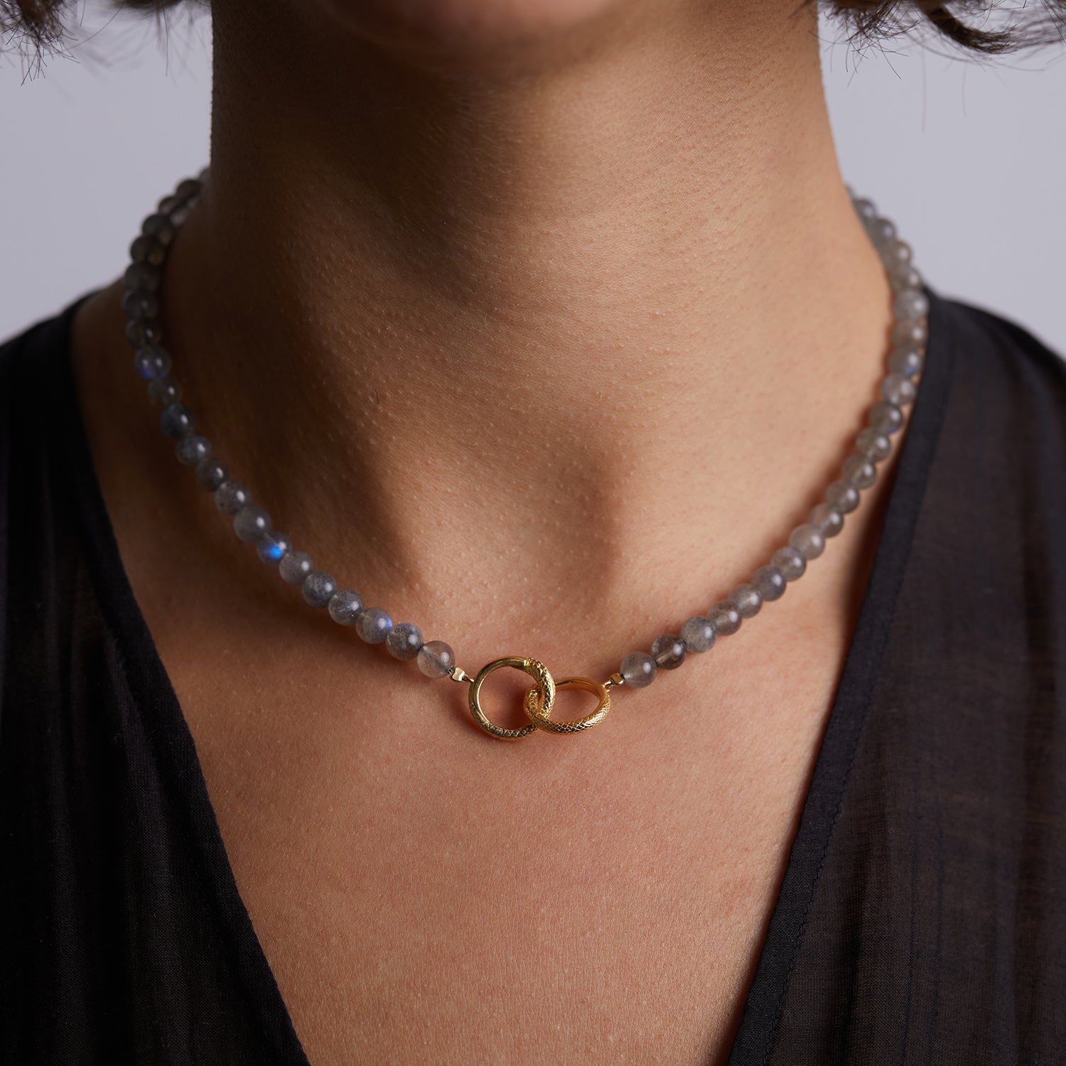 Ouroboros Labradorite Necklace Gold