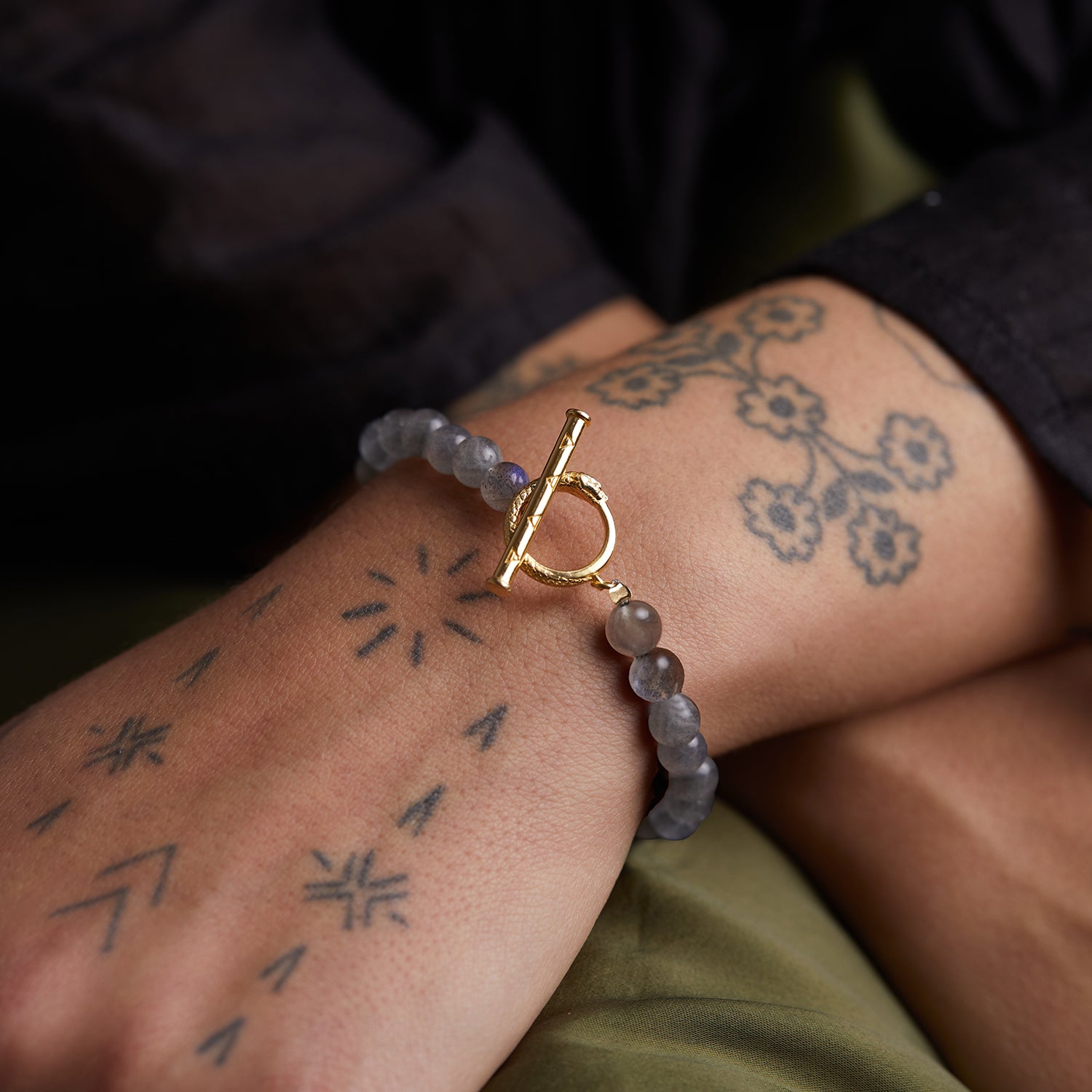 Ouroboros Labradorite Bracelet Gold