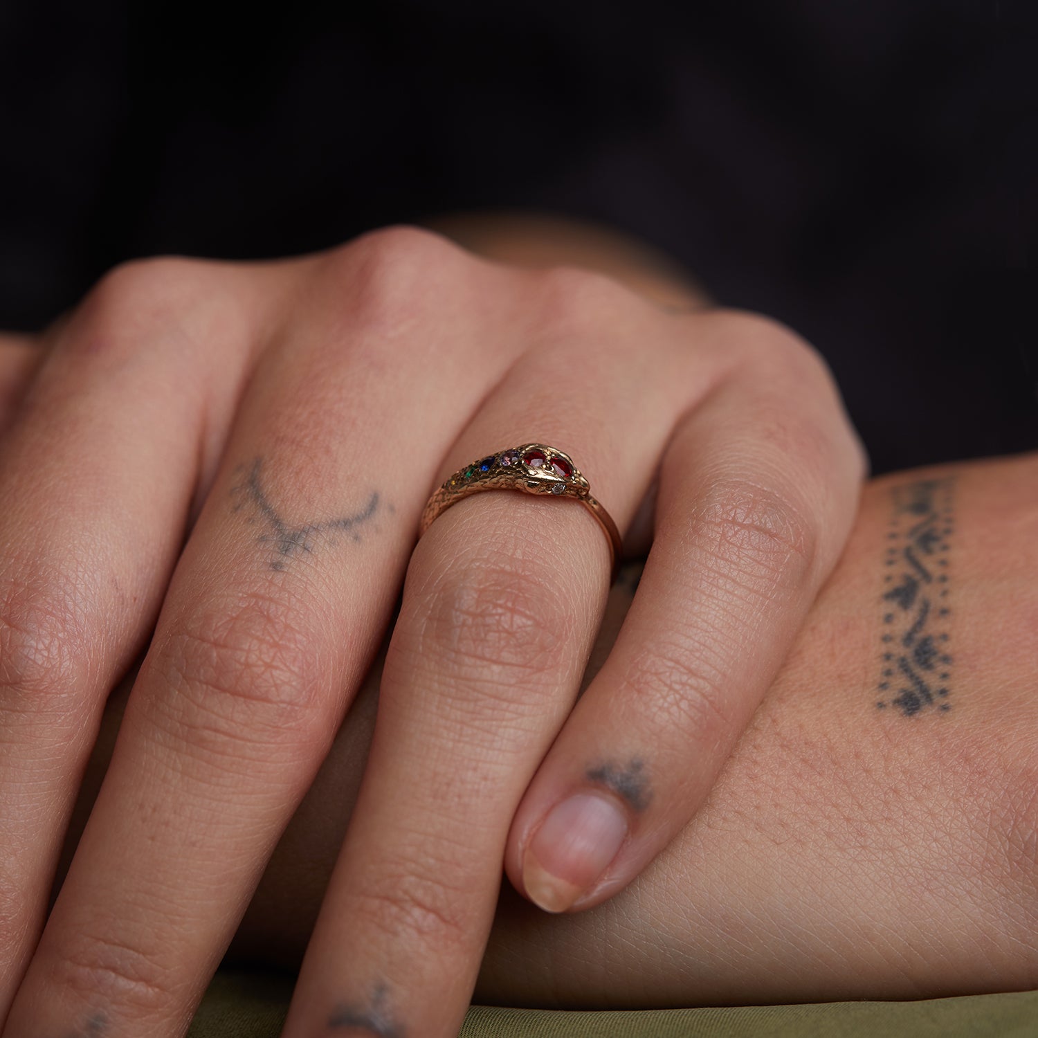 The Rainbow Ouroboros Snake Ring