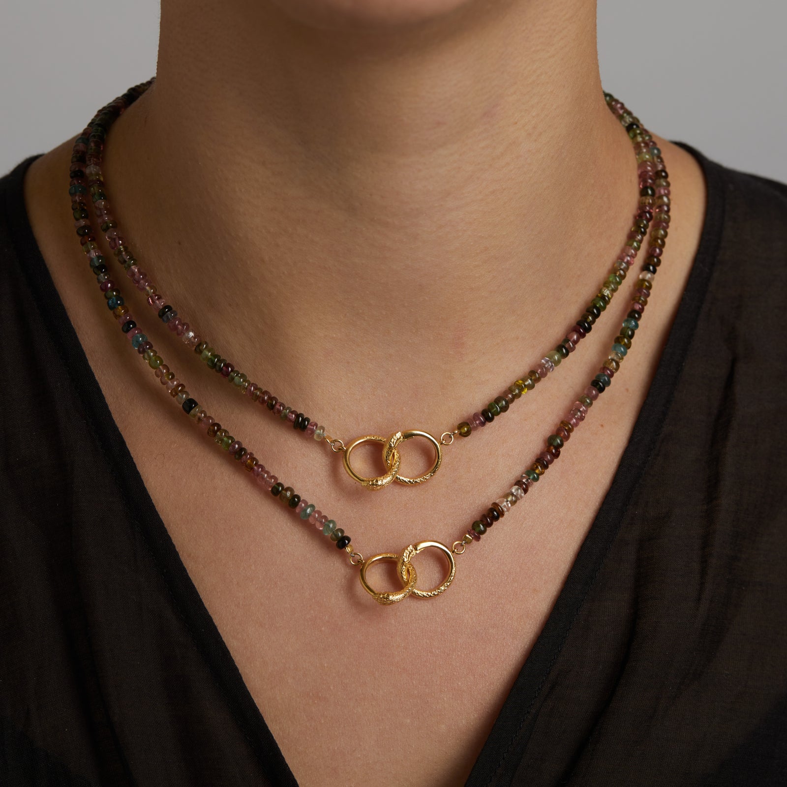 Ouroboros Tourmaline Necklace Gold