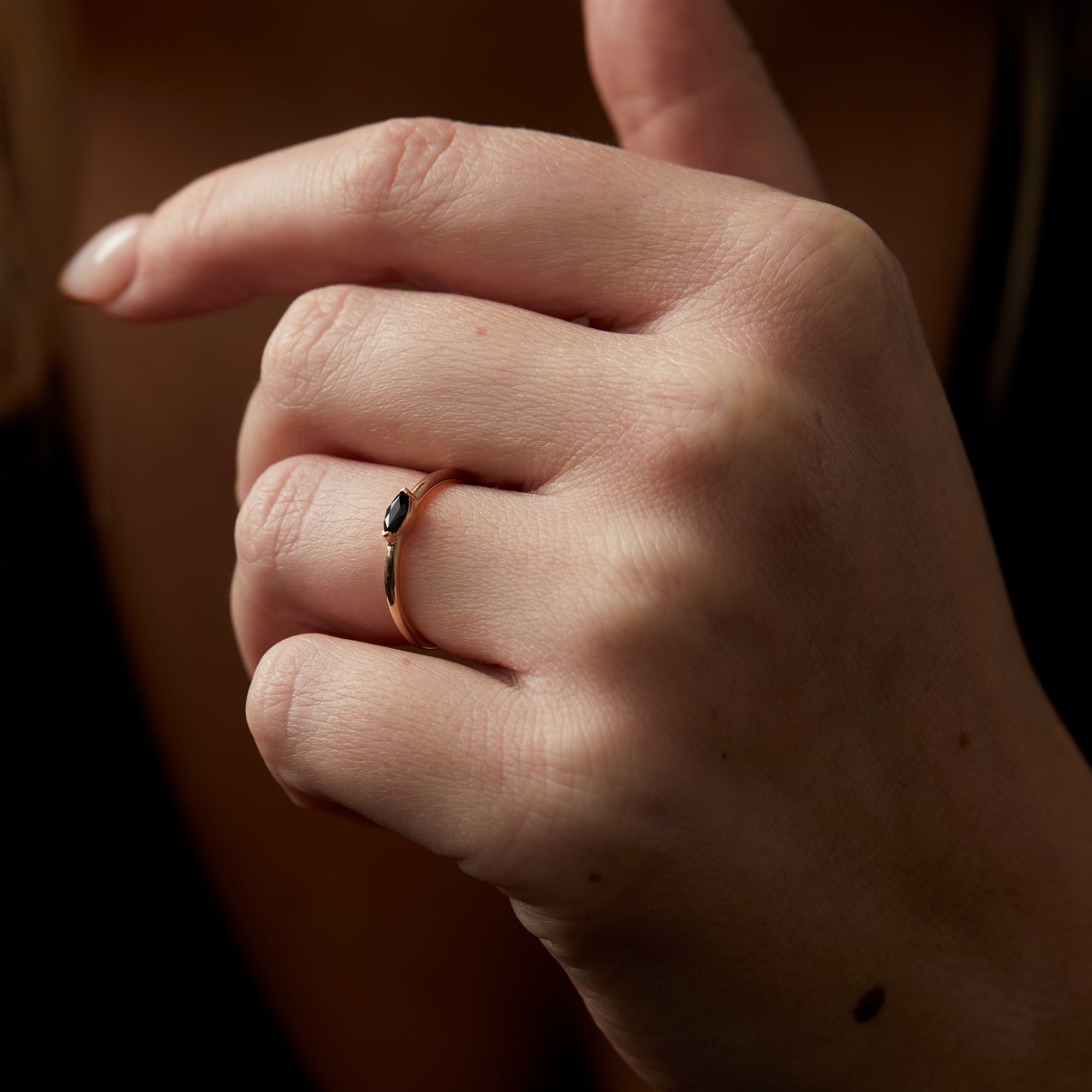 Birthstone Marquise Ring Solid Gold