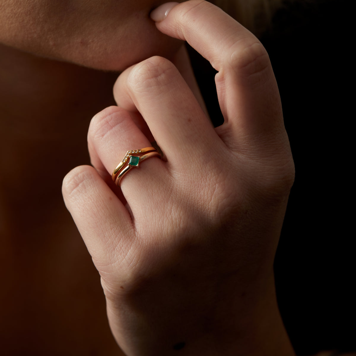 Birthstone Square Ring Solid Gold