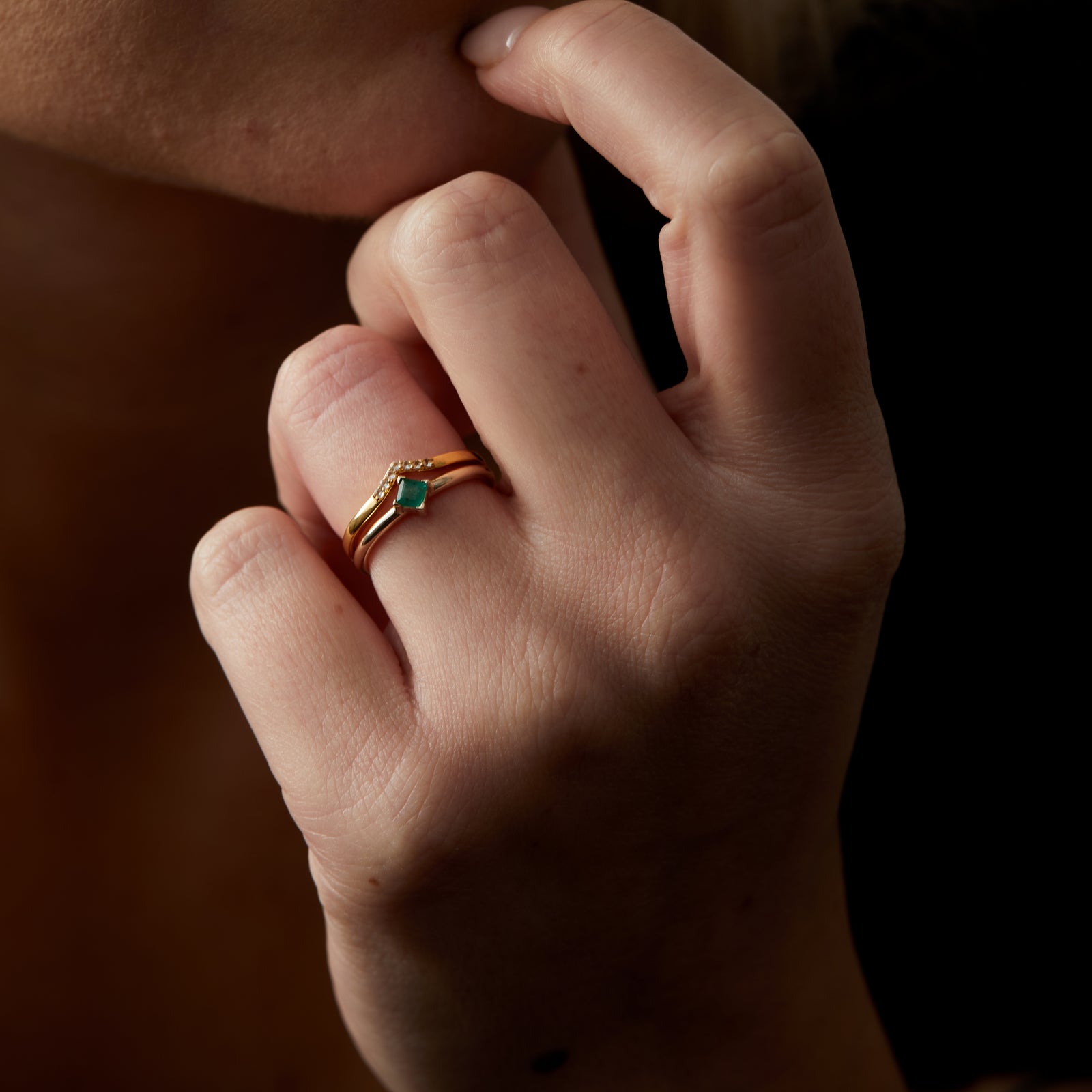 Birthstone Square Ring Solid Gold