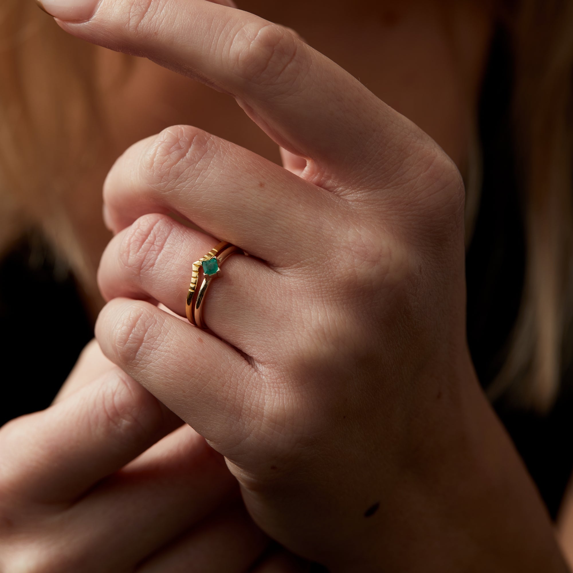 Birthstone Square Ring Solid Gold