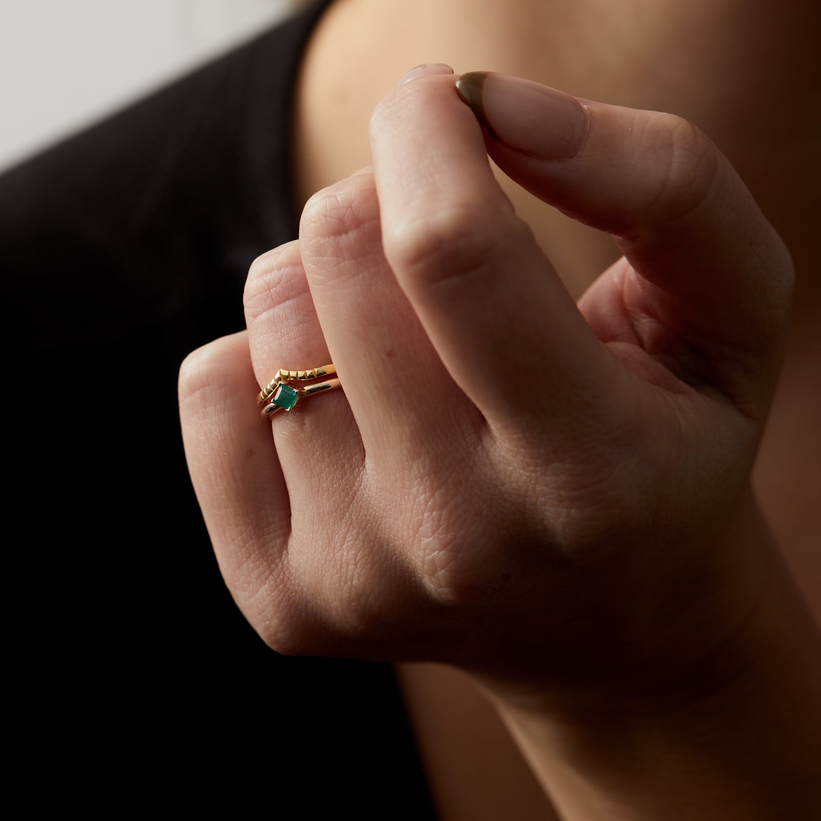 Birthstone Square Ring Solid Gold