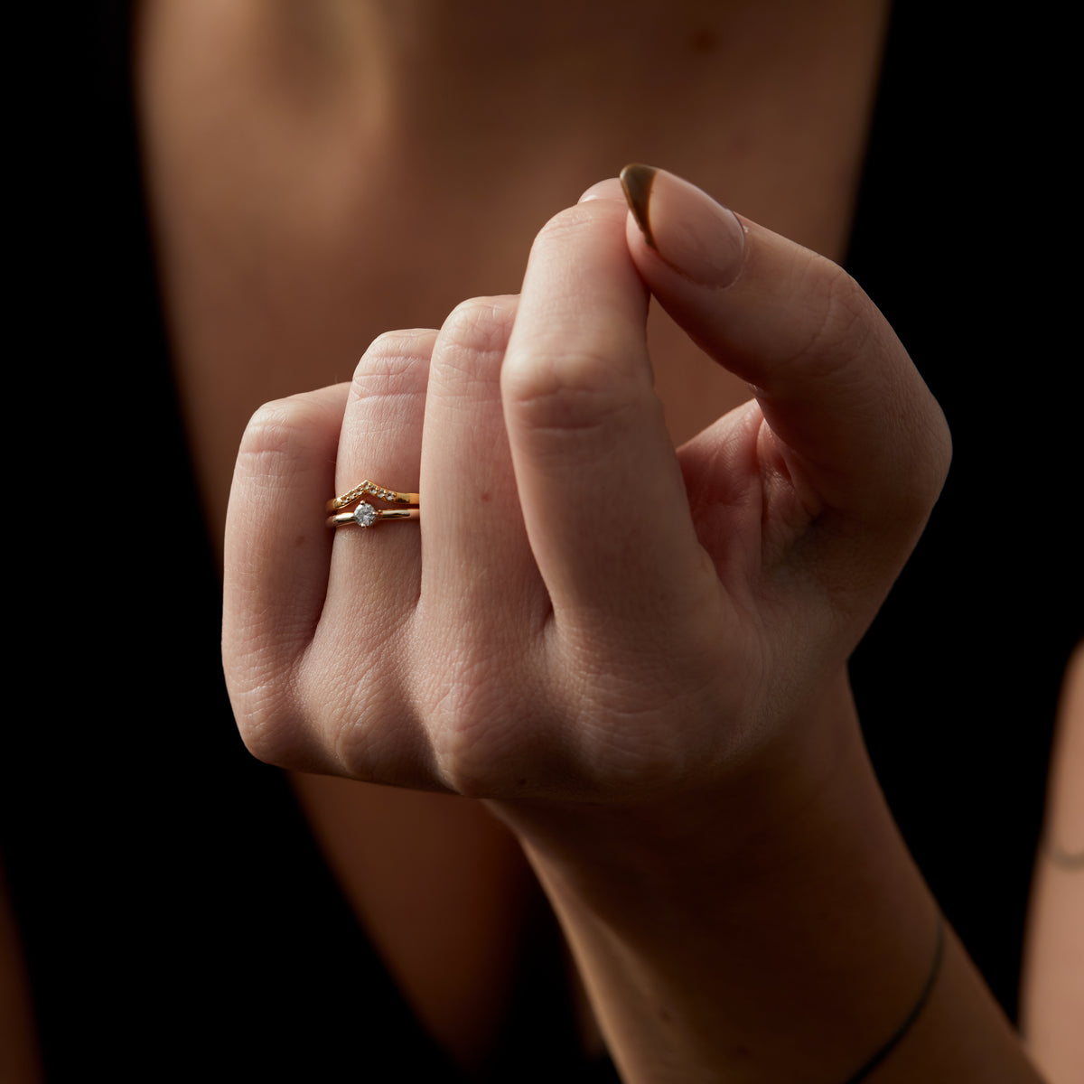 Birthstone Round Ring Solid Gold