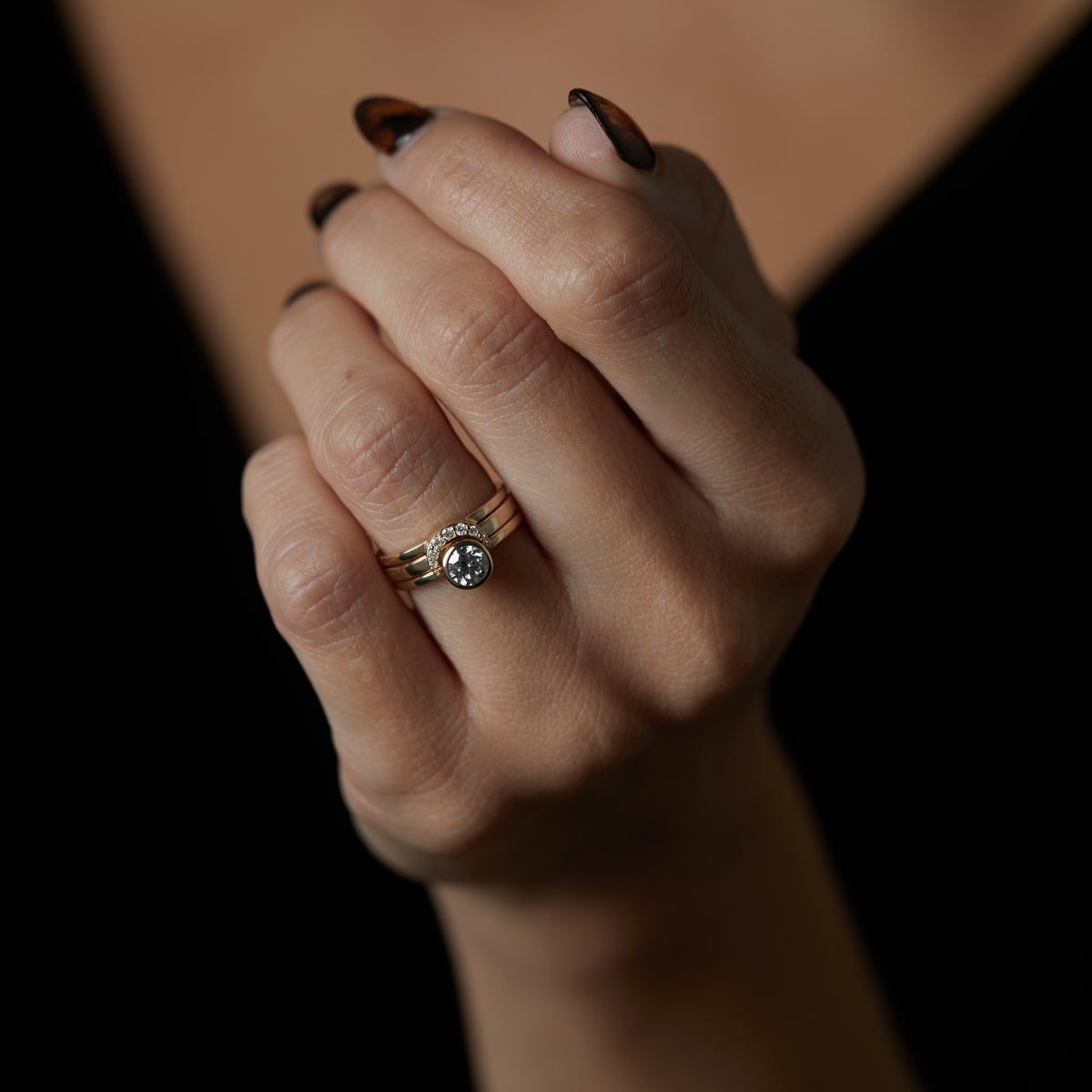 Eclipse Fine Stack Diamond Solid Gold