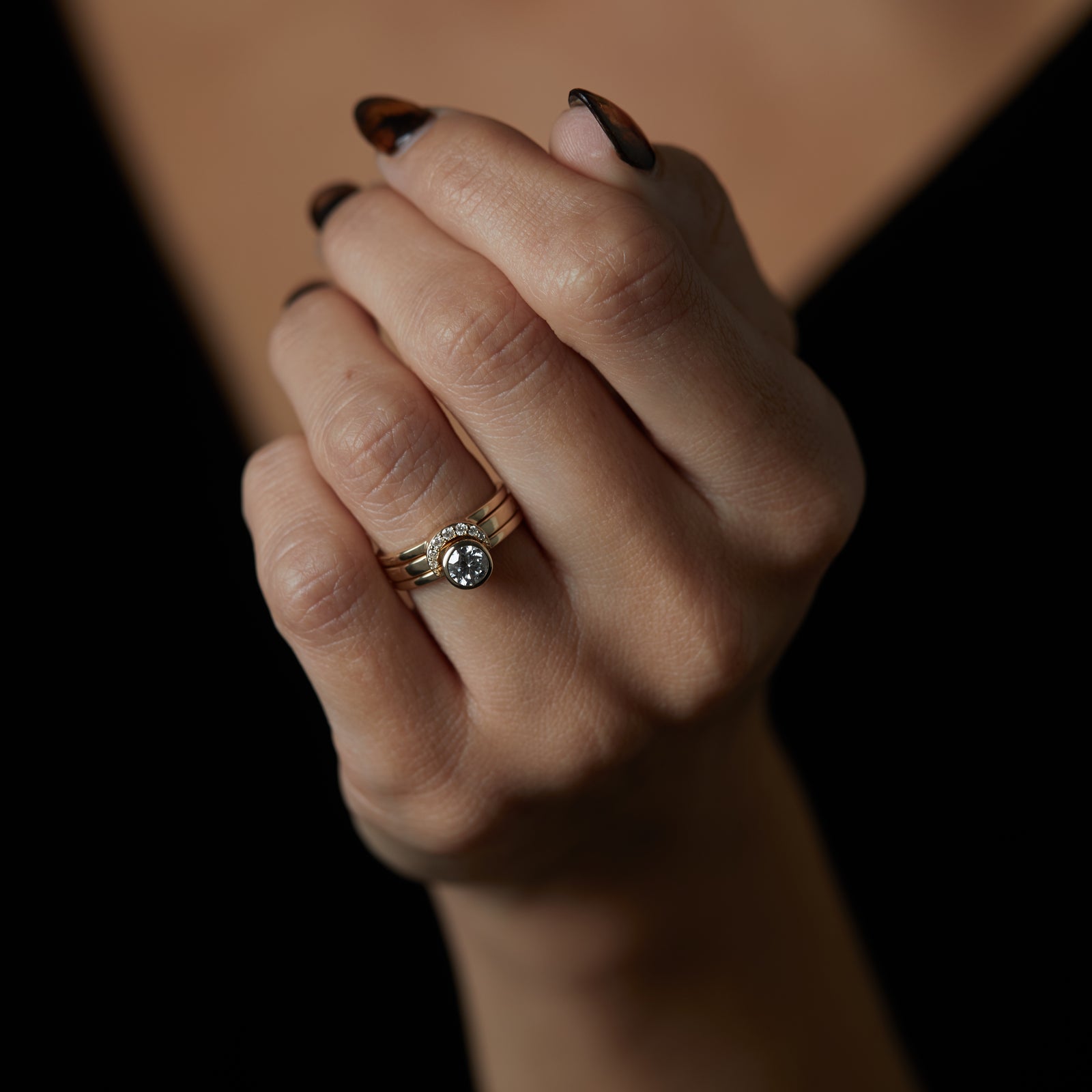 Eclipse Fine Stack Diamond Solid Gold