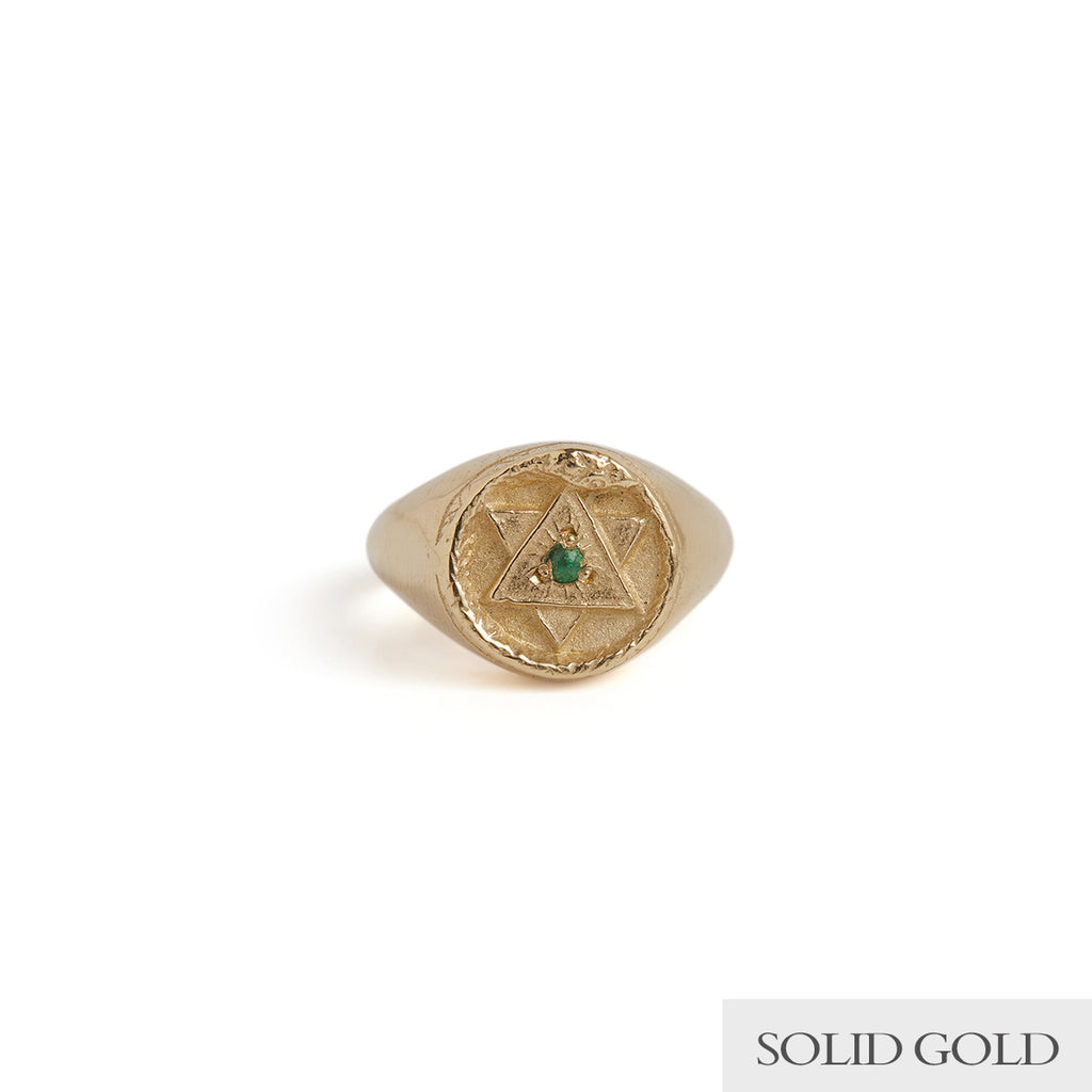 Ouroboros Signet Ring with Emerald, Ruby or Diamond Solid Gold Rachel Entwistle