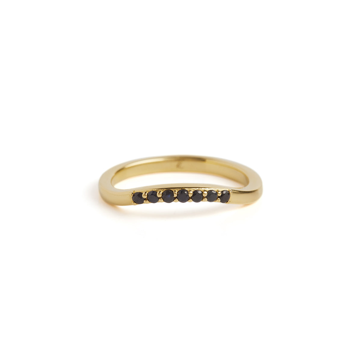 Rays of Light Fine Ring Black Sapphire Solid Gold