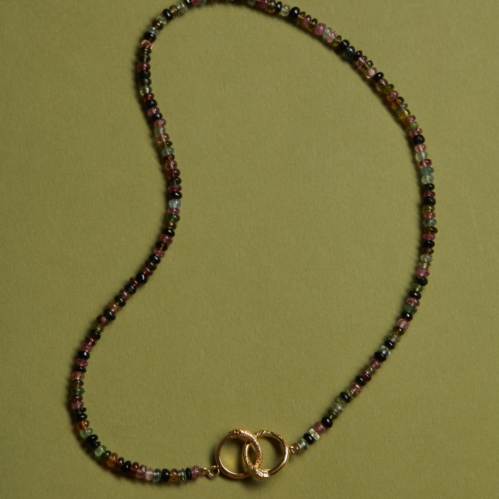 Ouroboros Tourmaline Necklace Gold