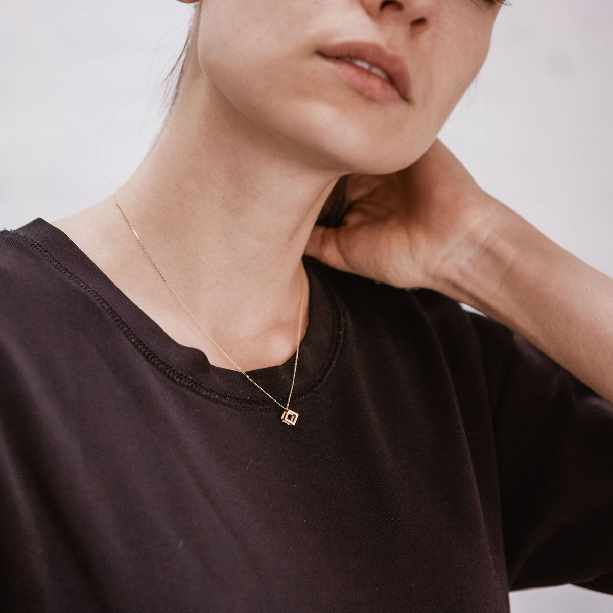 Cube Mini Necklace Solid Gold