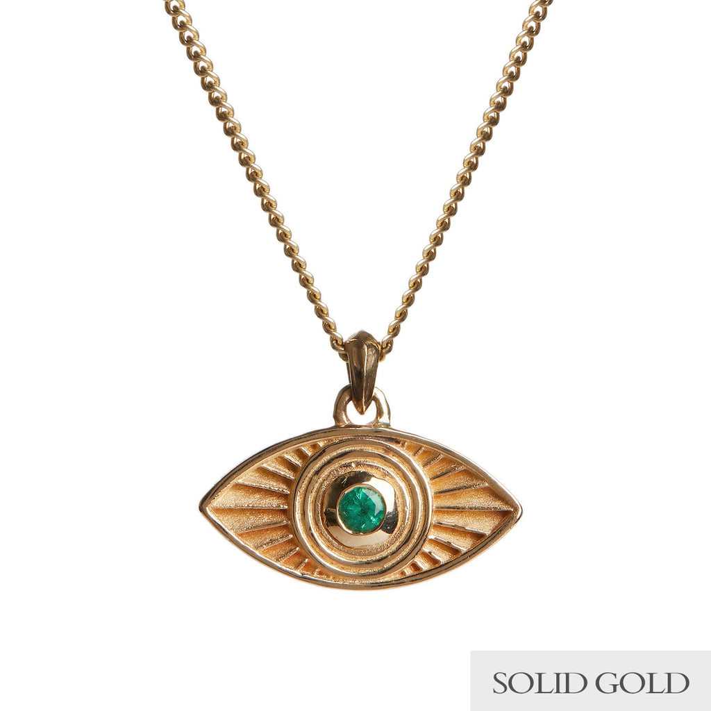 Rays of Light Pendant with an Emerald Solid Gold Rachel Entwistle