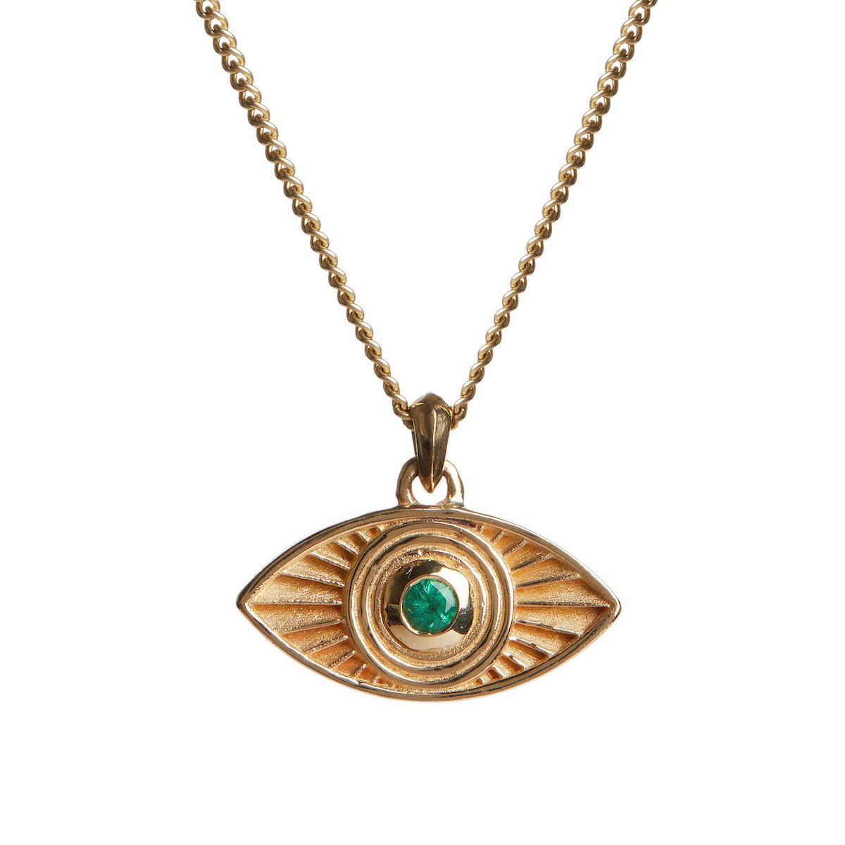 Rays of Light Pendant with an Emerald Solid Gold