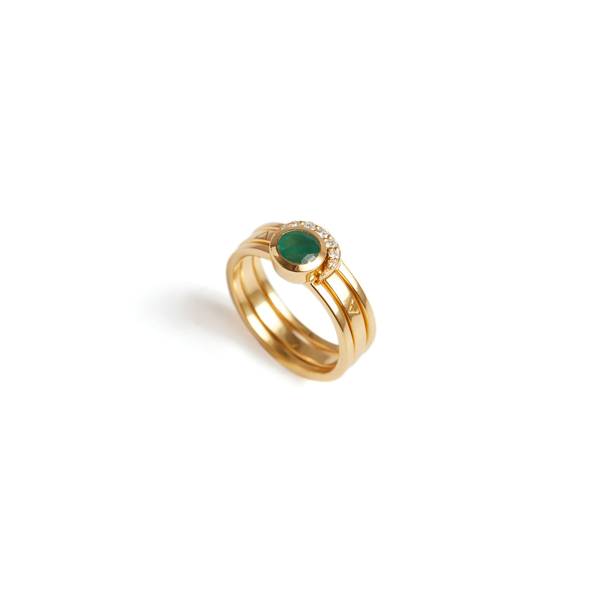 Eclipse Fine Stack Emerald Solid Gold