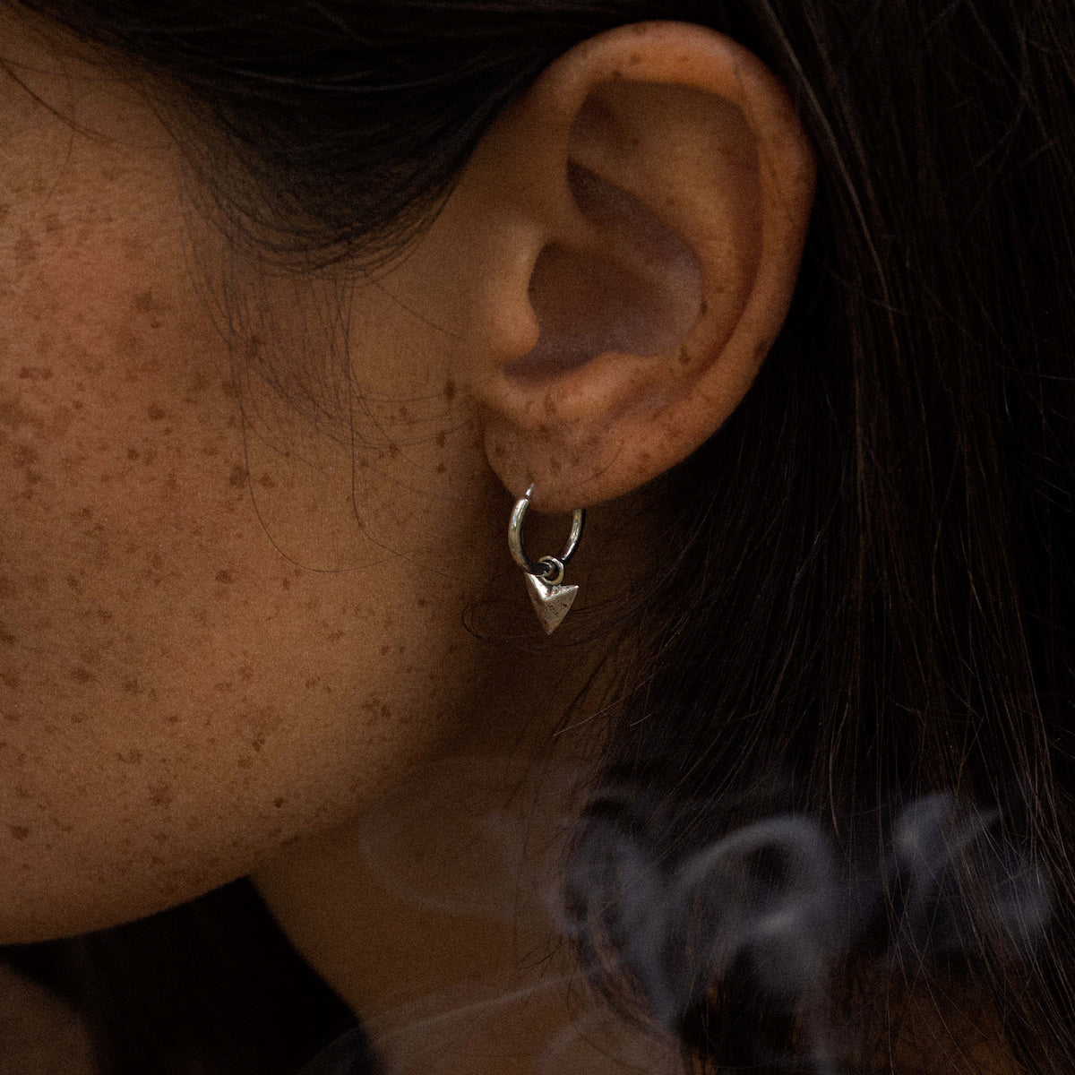 Modern Primitive Mini Hoop Earrings Silver