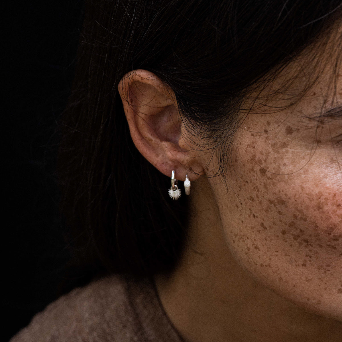 Ouroboros Snake Mini Huggie Silver