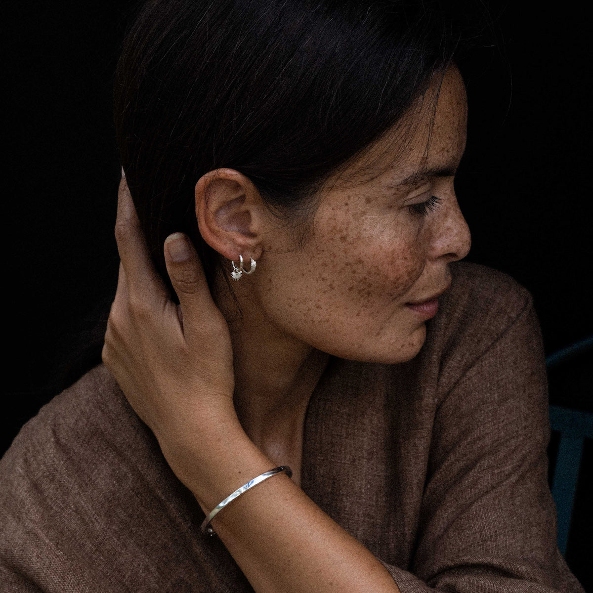 Ishtar Mini Hoop Earrings Silver