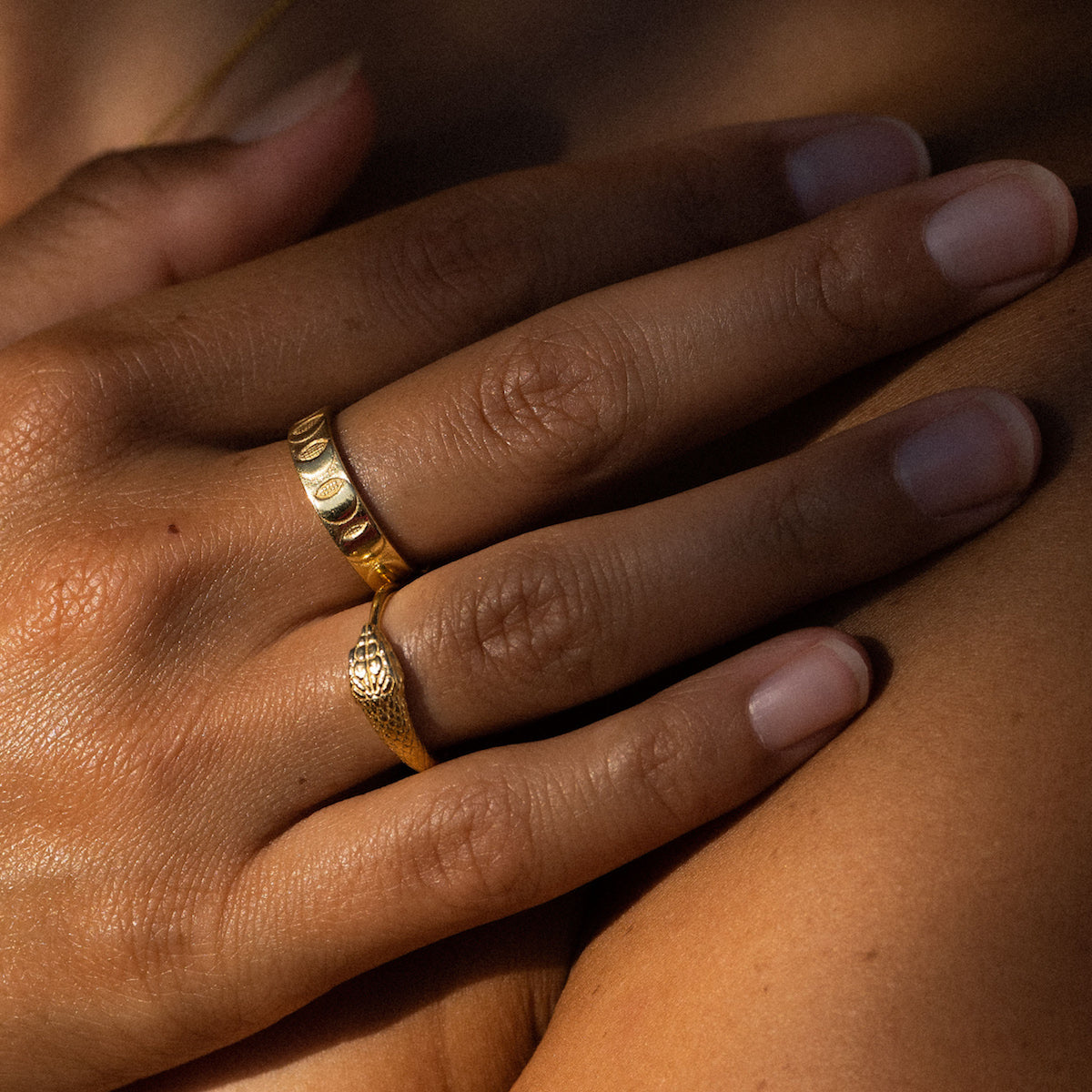 Moon Phases Band Ring Gold