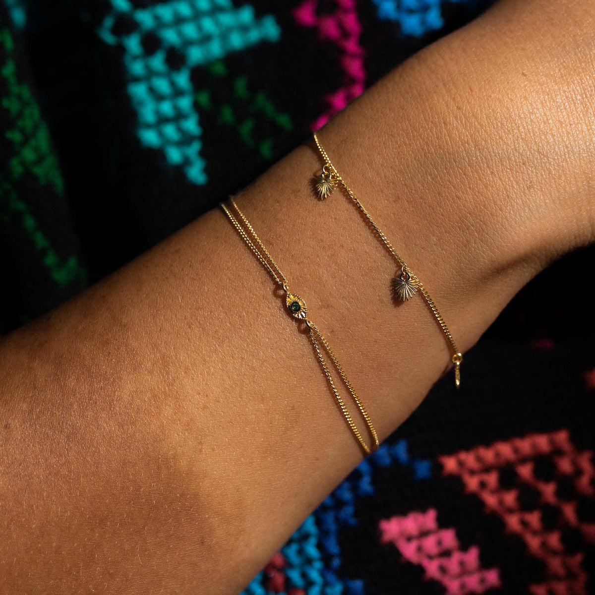 Rays of Light Mini Bracelet Emerald Gold