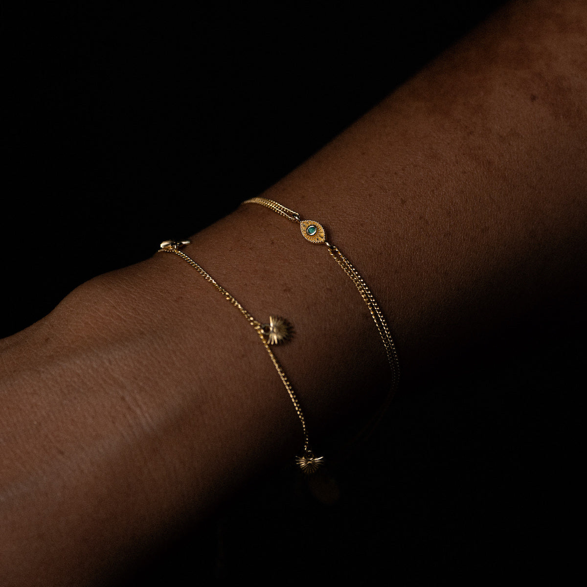 Rays of Light Mini Bracelet Emerald Gold