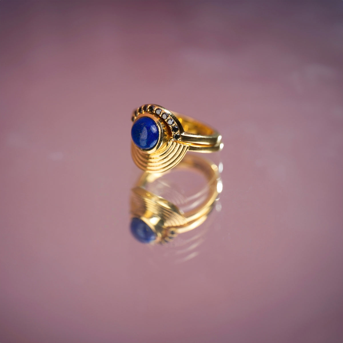 Interstellar Fine Stack Lapis Lazuli Solid Gold