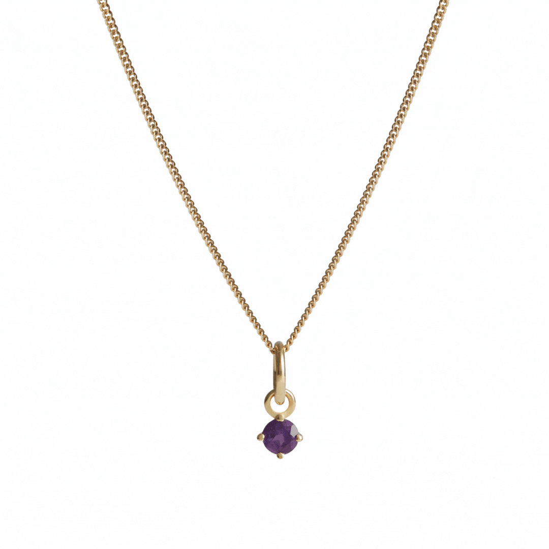Birthstone Round Charm Solid Gold