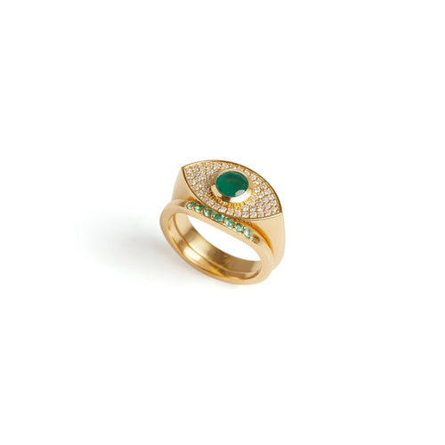 Rays of Light Fine Ring Emerald Solid Gold Rachel Entwistle